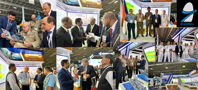 Military delegates from various countries visit BrahMos pavilion and enquire about BRAHMOS Weapon System at LAAD 2023