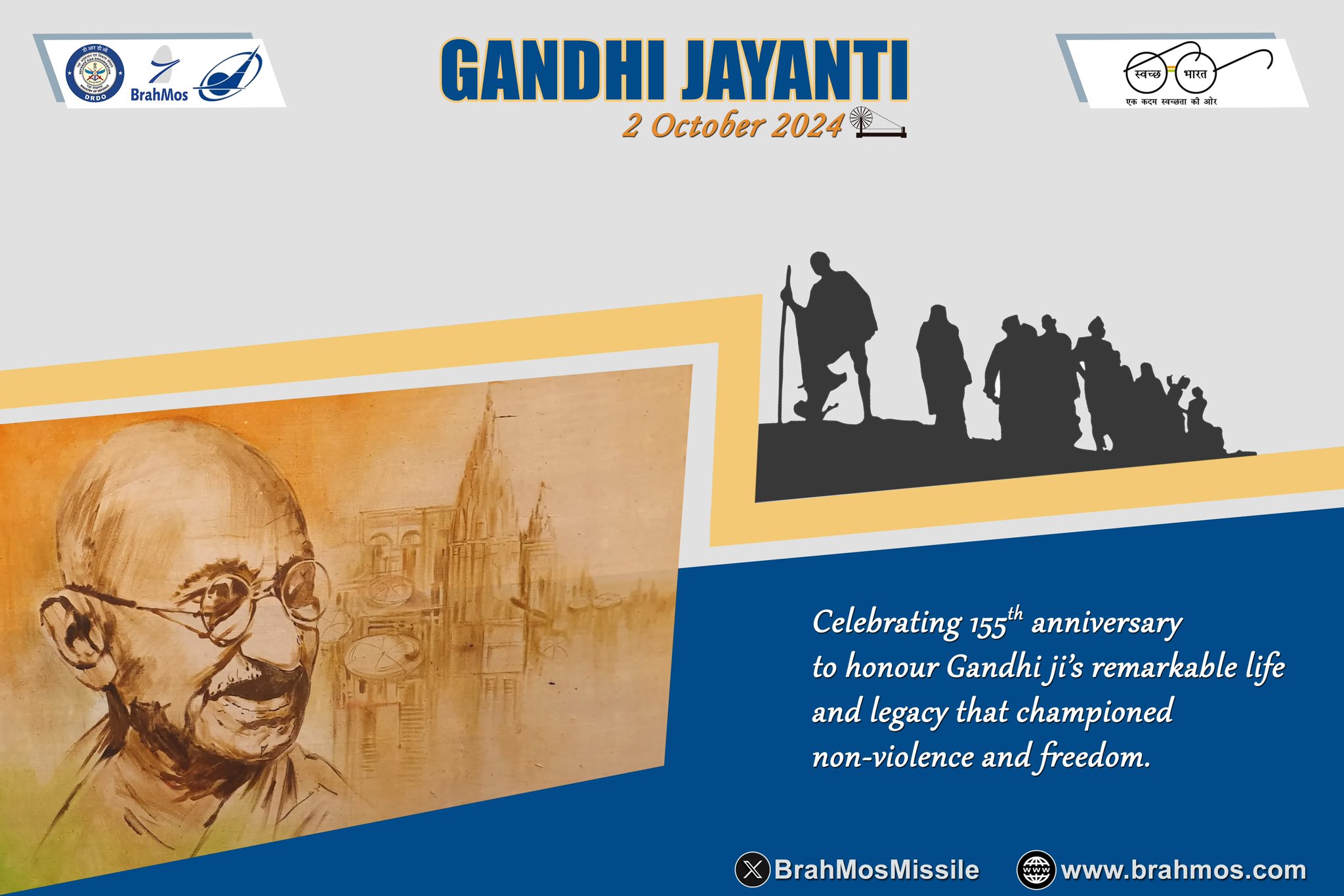 BrahMos pays humble tributes to Mahatma Gandhi ji on 155th Gandhi Jayanti